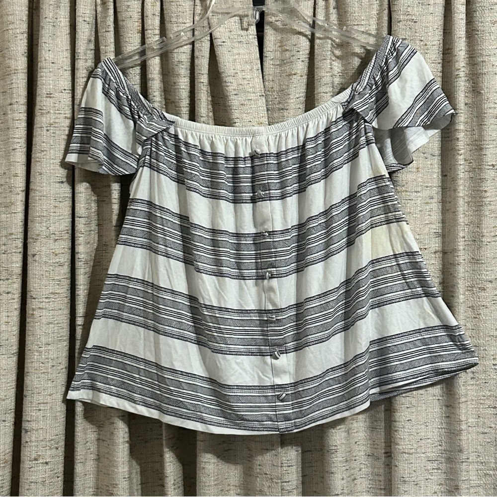 Torrid Super Soft Multi Stripe Off Shoulder Crop Top - 1X